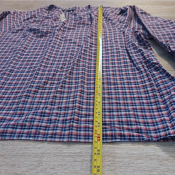 NWT Madewell 3/4 Length Tie-Sleeve Popover Top in Whitby Red White Blue Plaid XL - Picture 8 of 9